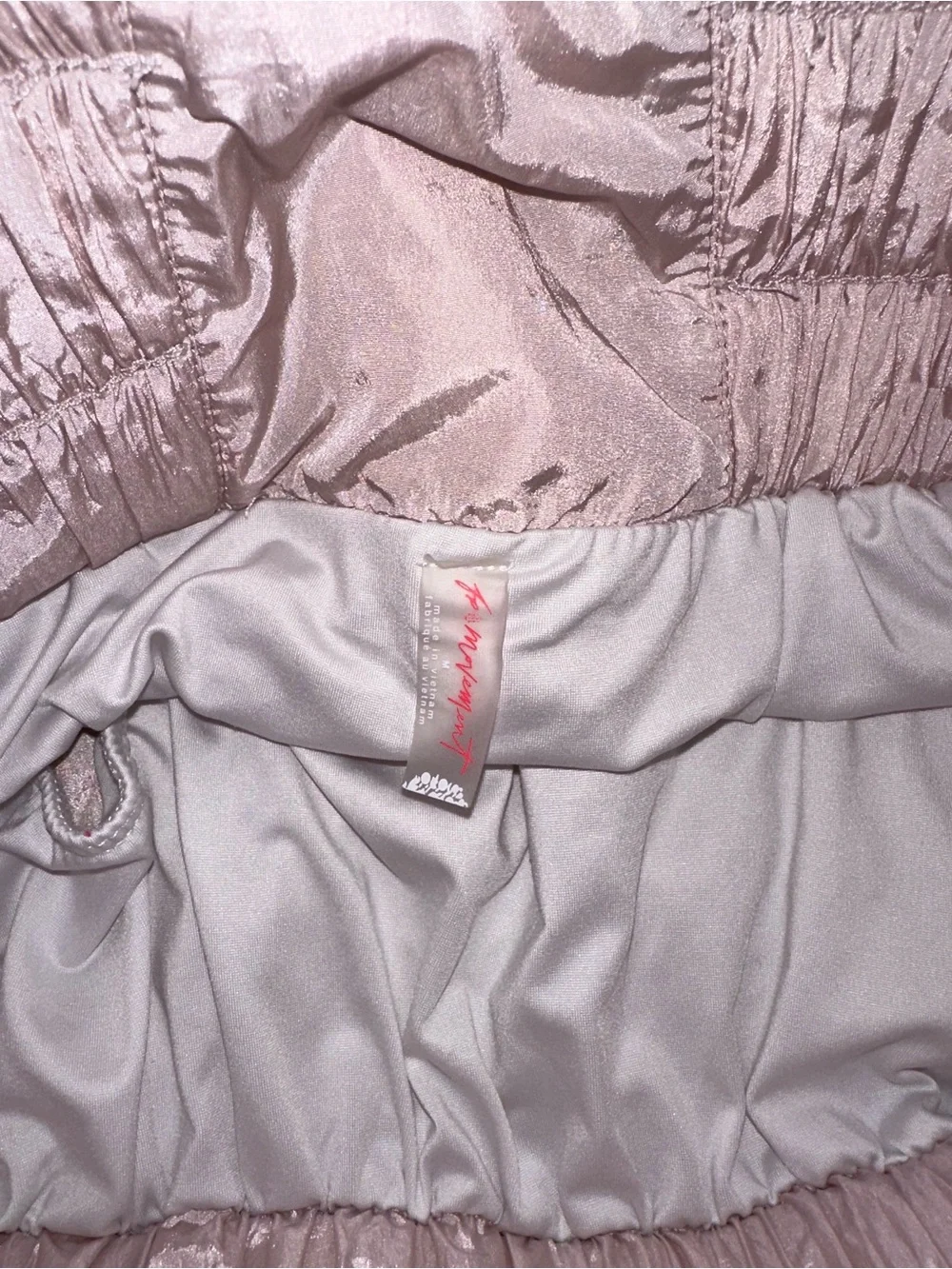 Free People Blush Pink Smocked-Waist Athletic Shorts